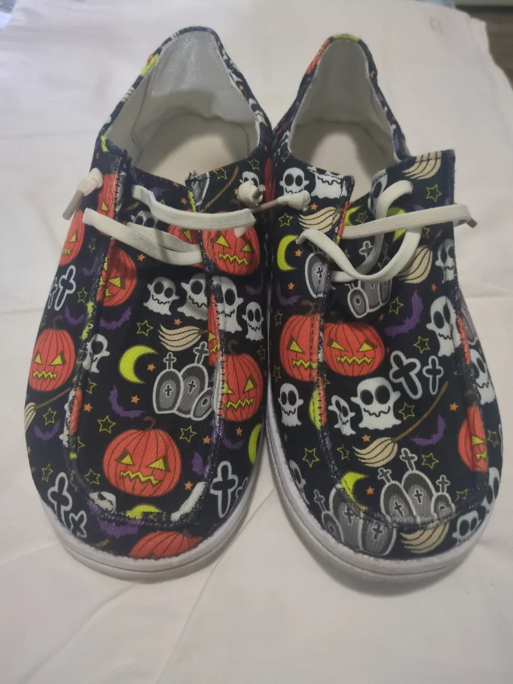 Kids Halloween Pumpkin & Skull Slip-On Shoes - Black